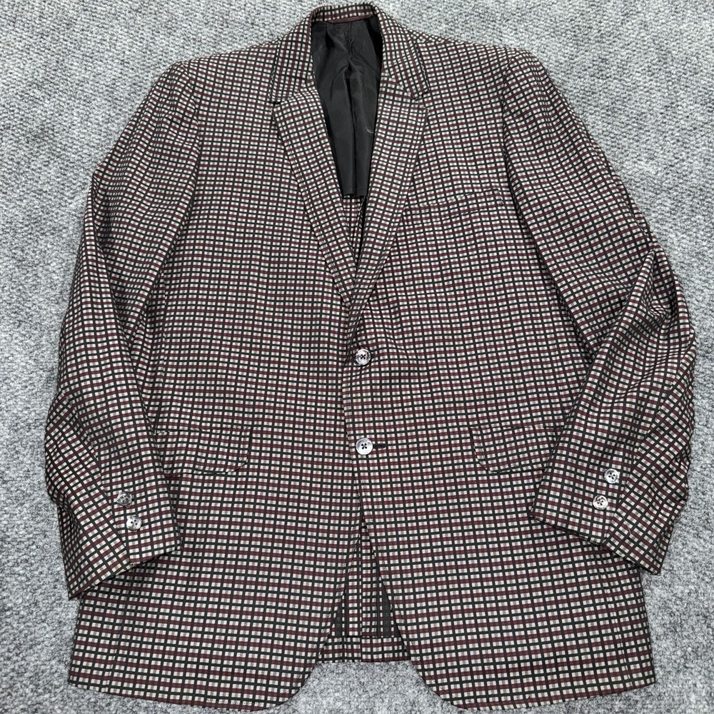Vintage 60s Hart Schaffner Marx Mens Blazer 42R  Primavera Italian Cotton Check - Picture 2 of 10